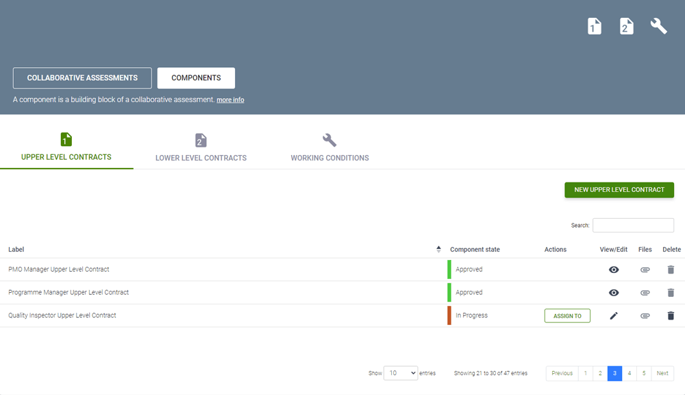 Dashboard showing Collaborative Assessments